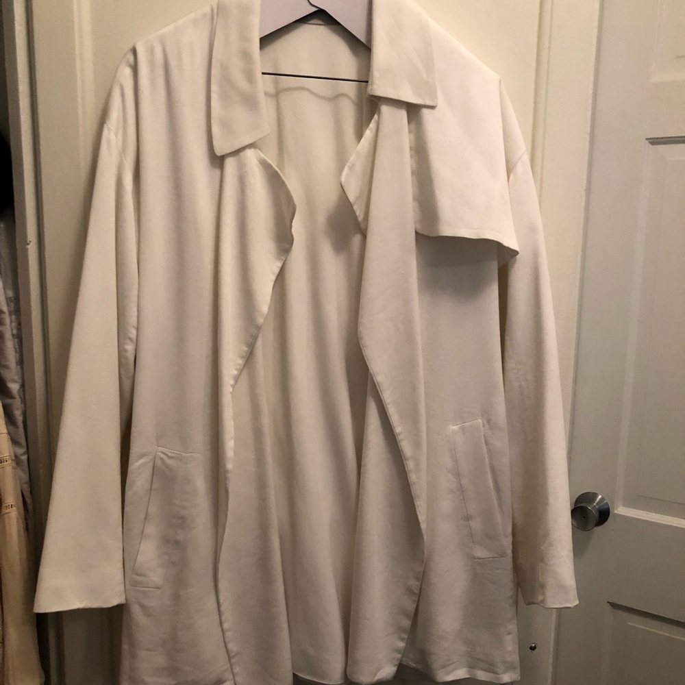 All Saints belted white draped jacket